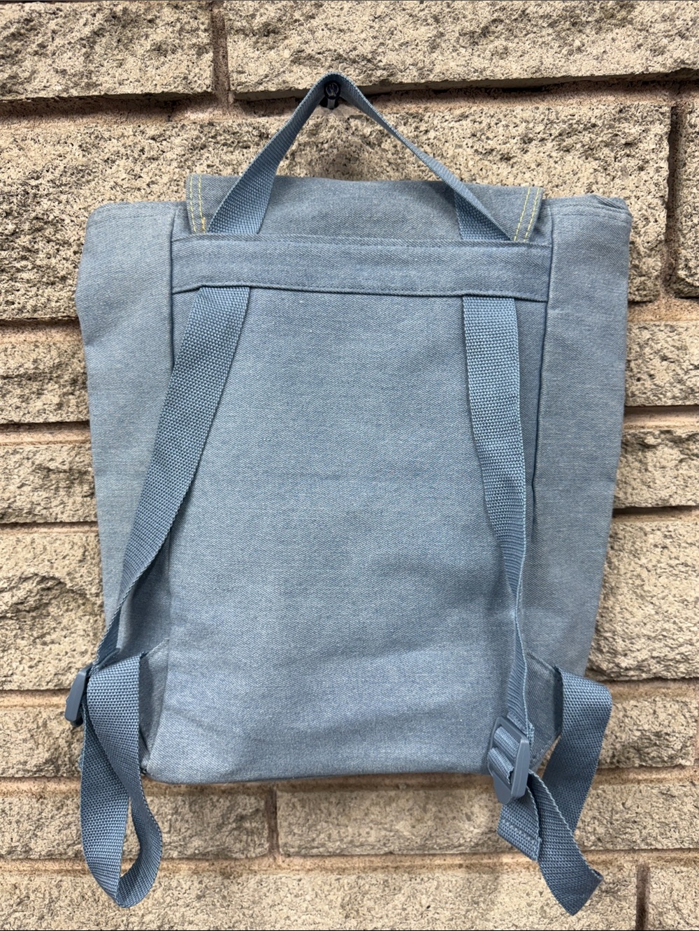 Jean Paul Gaultier Blue Canvas Backpack with Yellow Stitching - Picture 2 of 3